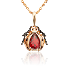 Подвеска «Божья коровка» из красного золота с гранатами 03-3142-00-204-1110-57