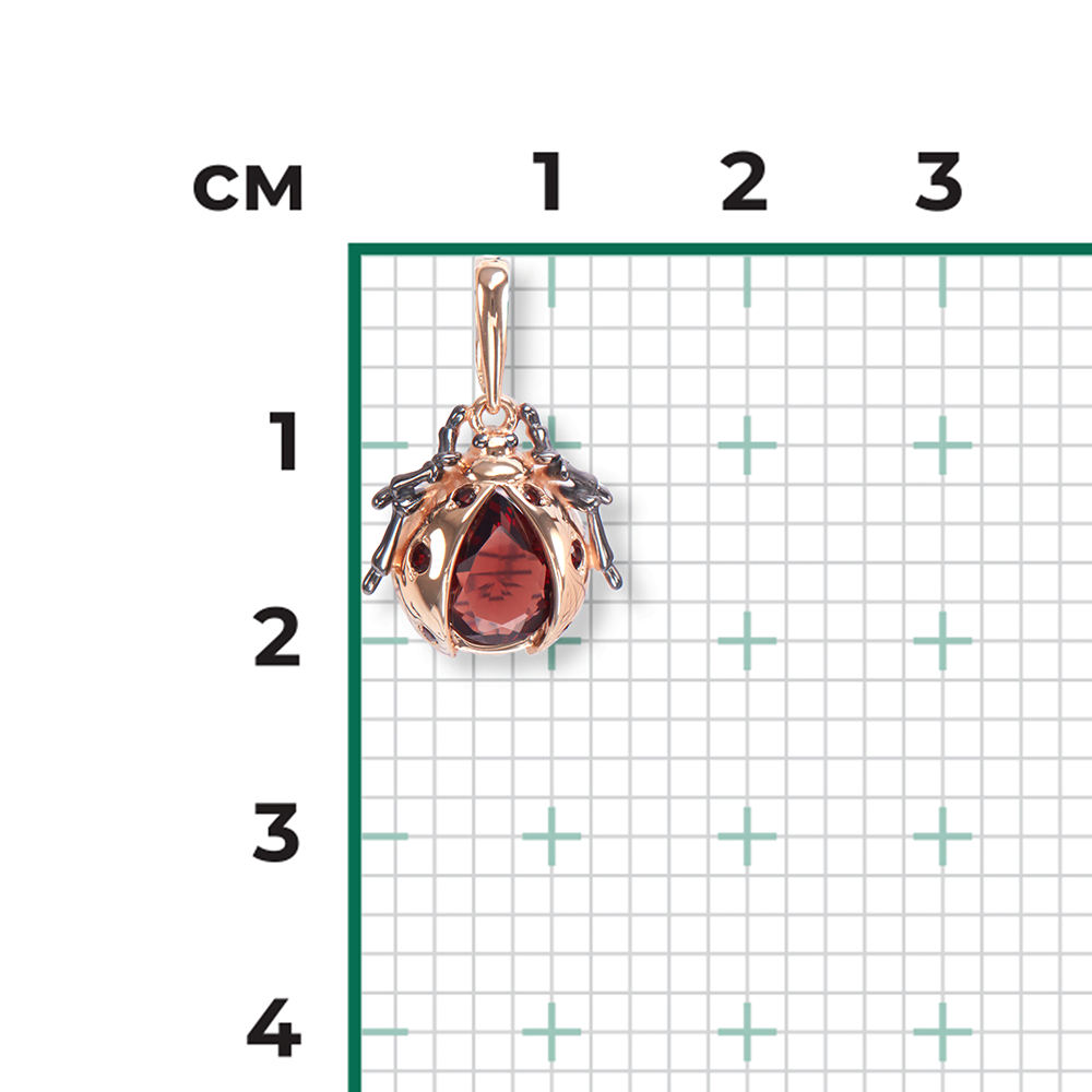 Подвеска «Божья коровка» из красного золота с гранатами 03-3142-00-204-1110-57