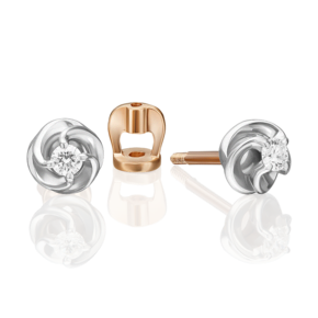 Серьги-пусеты из комбинированного золота с бриллиантом 02-5342-00-101-1111
