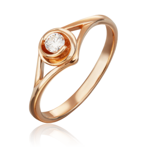 Кольцо из красного золота с бриллиантом 01-1611-00-101-1110-30