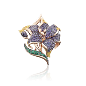 Брошь «Лилия» из красного золота с фианитами 04-0133-00-404-1110-53