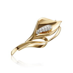 Брошь «Калла» из лимонного золота с фианитами 04-0211-00-401-1130-23