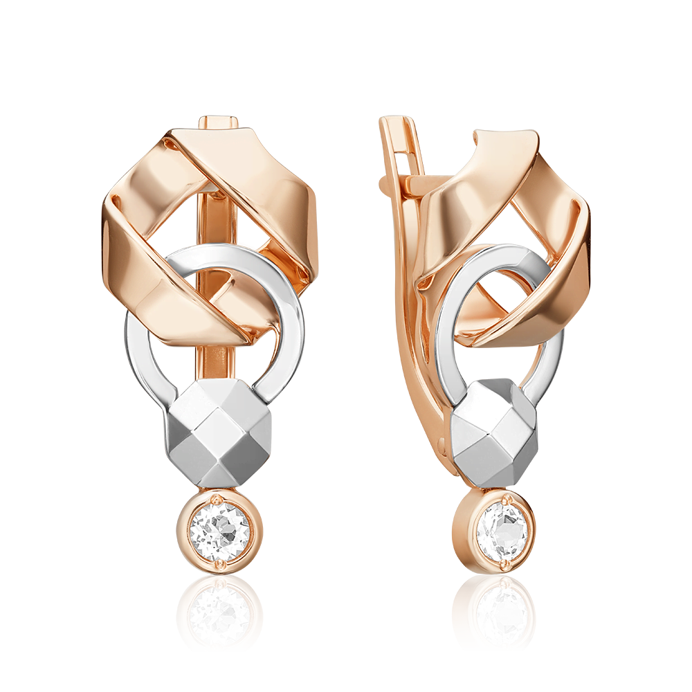 Серьги с английским замком из комбинированного золота с натуральным топазом white 02-5030-00-201-1111