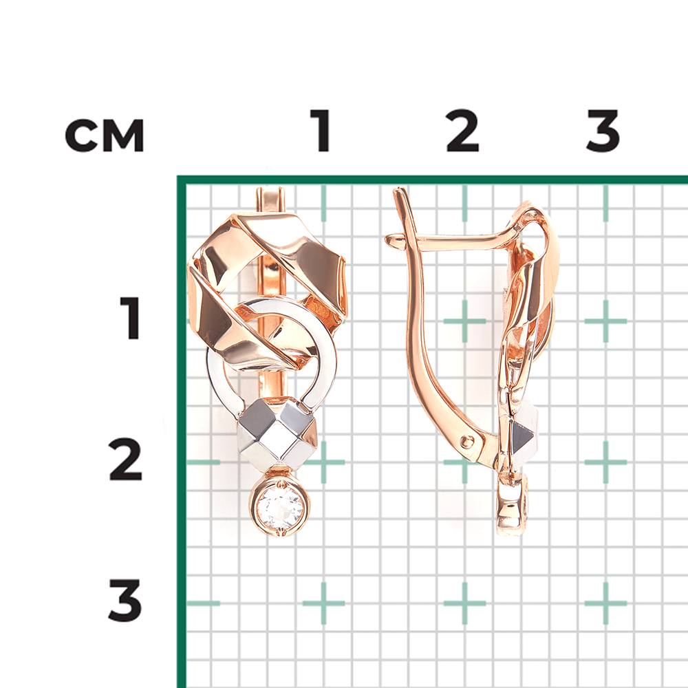 Серьги с английским замком из комбинированного золота с натуральным топазом white 02-5030-00-201-1111