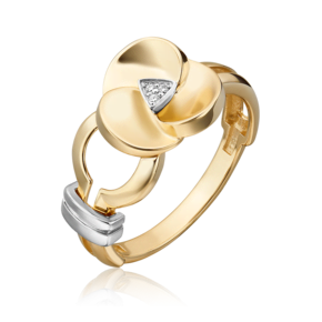 Кольцо из комбинированного золота с бриллиантами