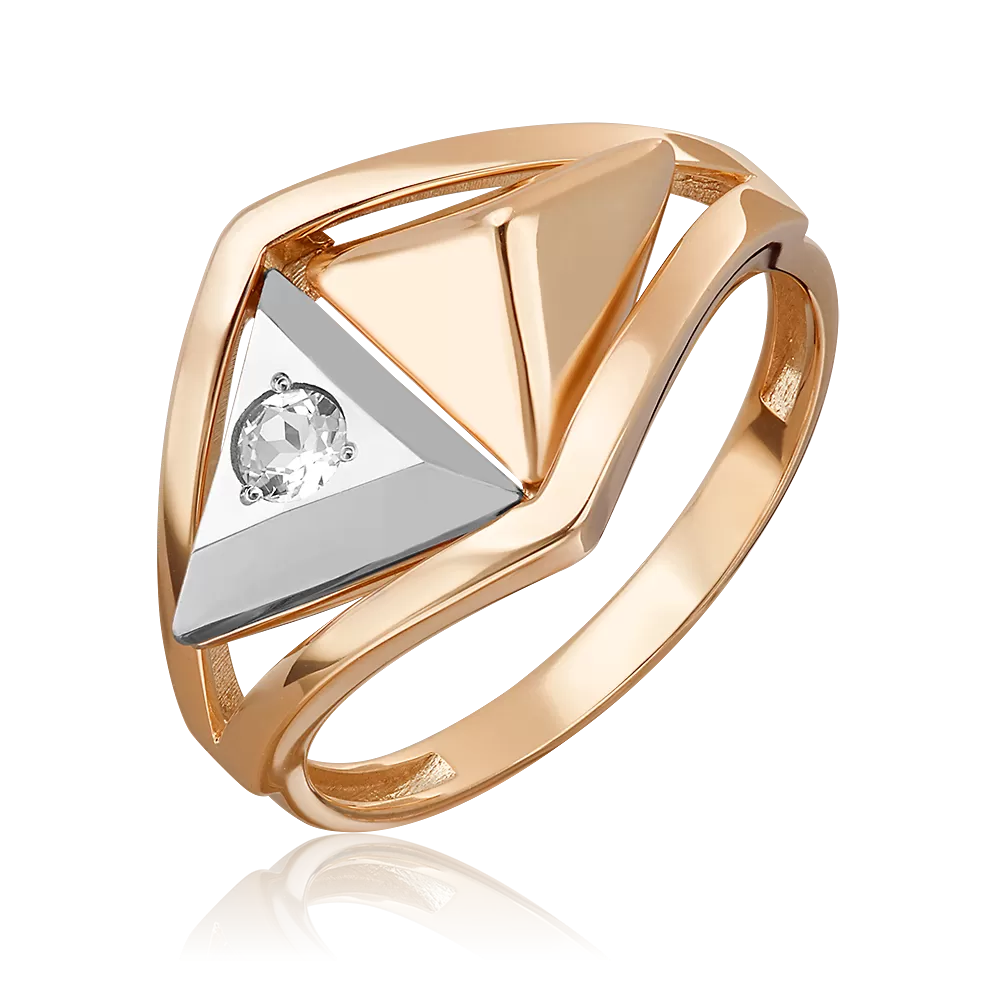 Кольцо из комбинированного золота с натуральным топазом white 01-5622-00-201-1111