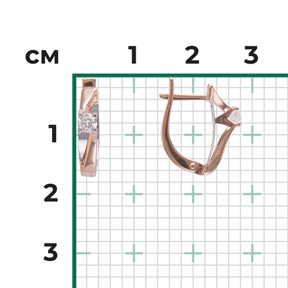 Серьги с английским замком из комбинированного золота с бриллиантом 02-4292-00-101-1111