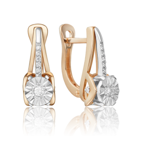 Серьги с английским замком из комбинированного золота с бриллиантами 02-5250-00-101-1111