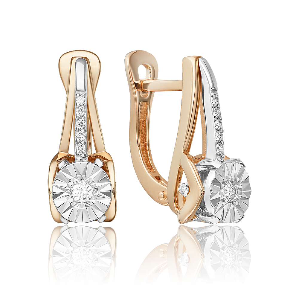 Серьги с английским замком из комбинированного золота с бриллиантами 02-5250-00-101-1111