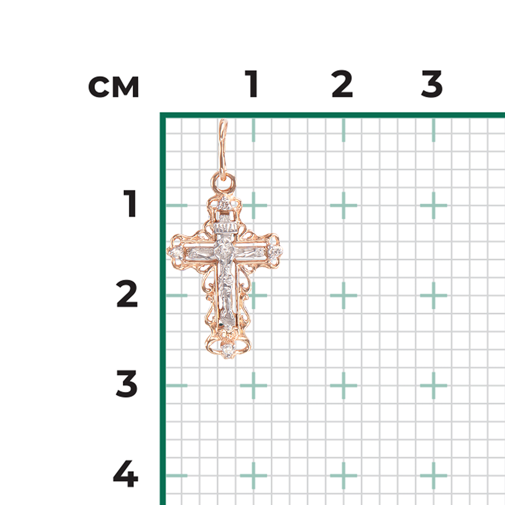 Православный крест из комбинированного золота с бриллиантами 03-0377-00-101-1111-30
