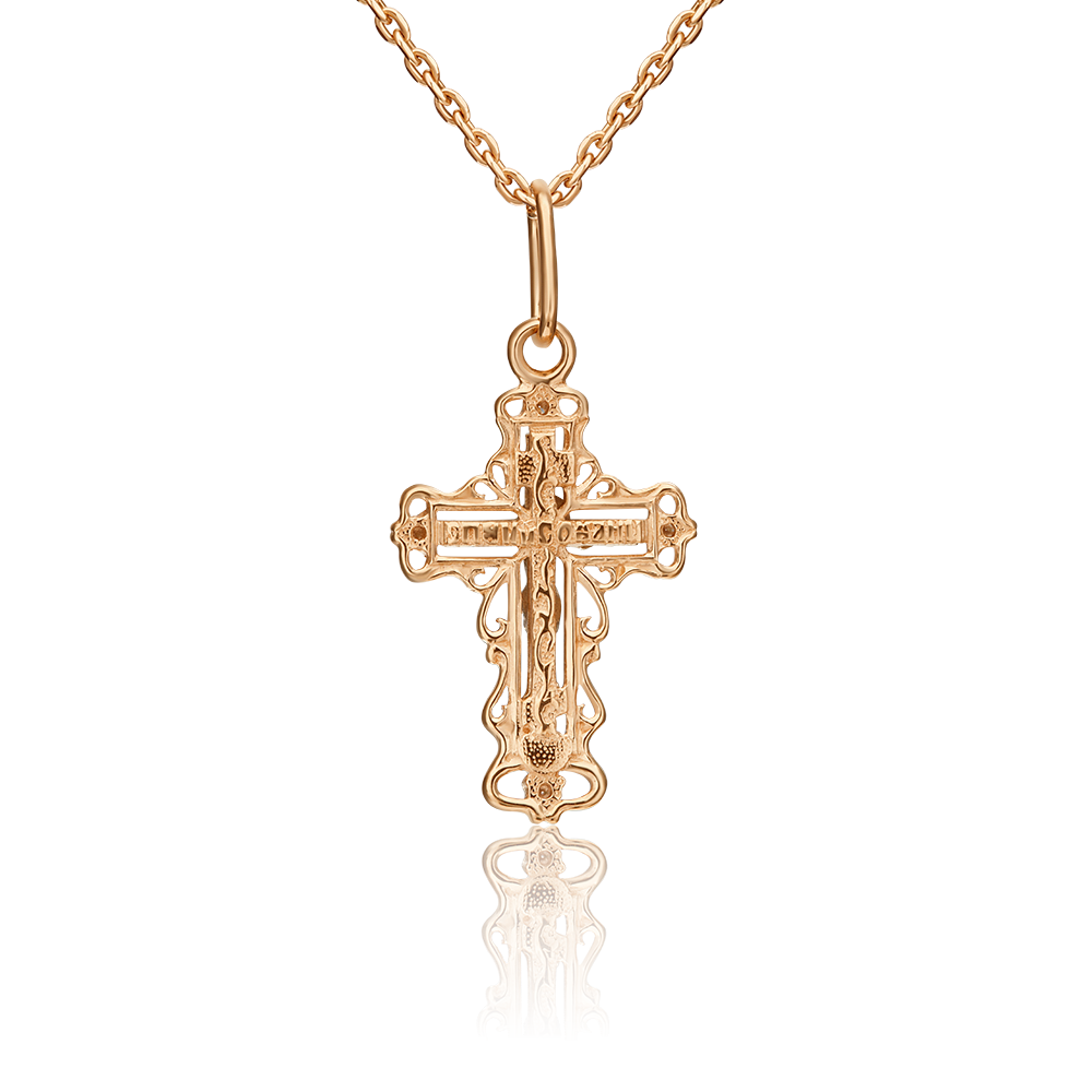 Православный крест из комбинированного золота с бриллиантами 03-0377-00-101-1111-30