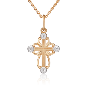 Декоративный крест из красного золота с бриллиантами 03-0386-00-101-1110-30