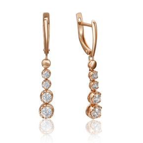 Серьги с английским замком из красного золота с фианитами 02-4208-00-501-1110-38