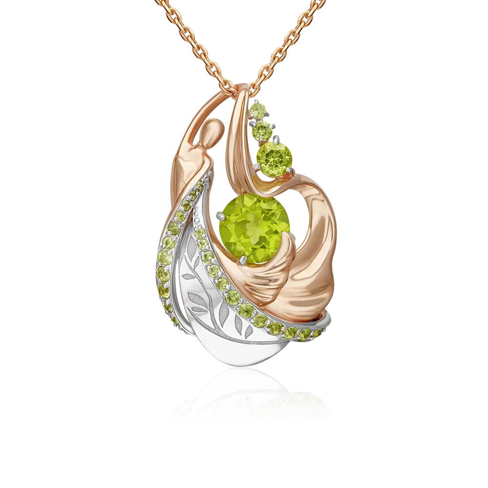 Подвеска «Стихия Земли» из комбинированного золота с хризолитами 03-3439-00-205-1111