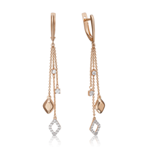 Серьги с английским замком из красного золота с фианитами 02-4311-00-501-1110-38