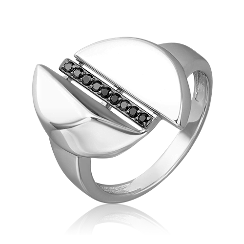 Кольцо из серебра с чёрными фианитами 01-5647-00-402-0200