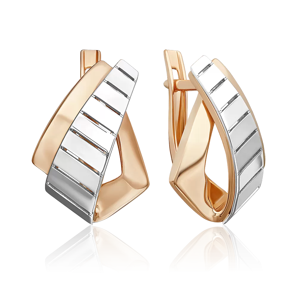 Серьги с английским замком из комбинированного золота 02-5375-00-000-1111