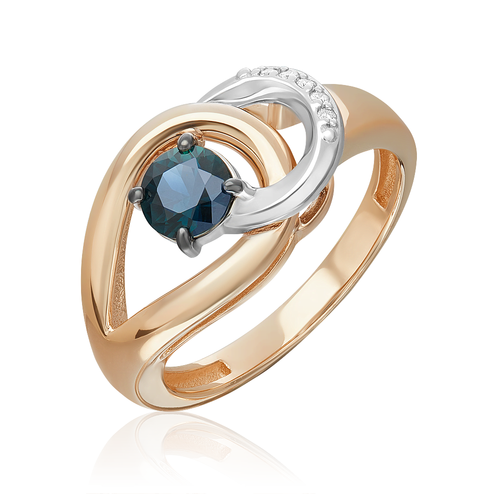 Кольцо из комбинированного золота с сапфиром и бриллиантами 01-5722-00-105-1111