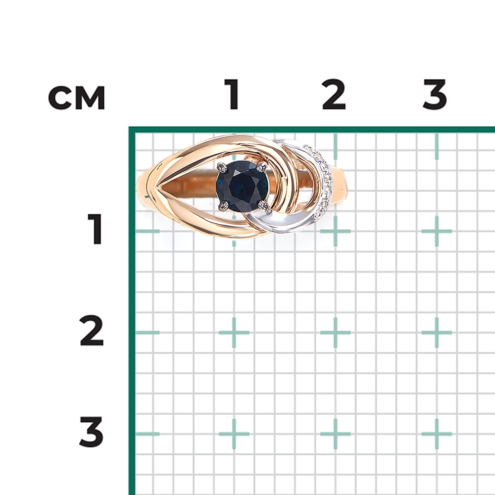 Кольцо из комбинированного золота с сапфиром и бриллиантами 01-5722-00-105-1111