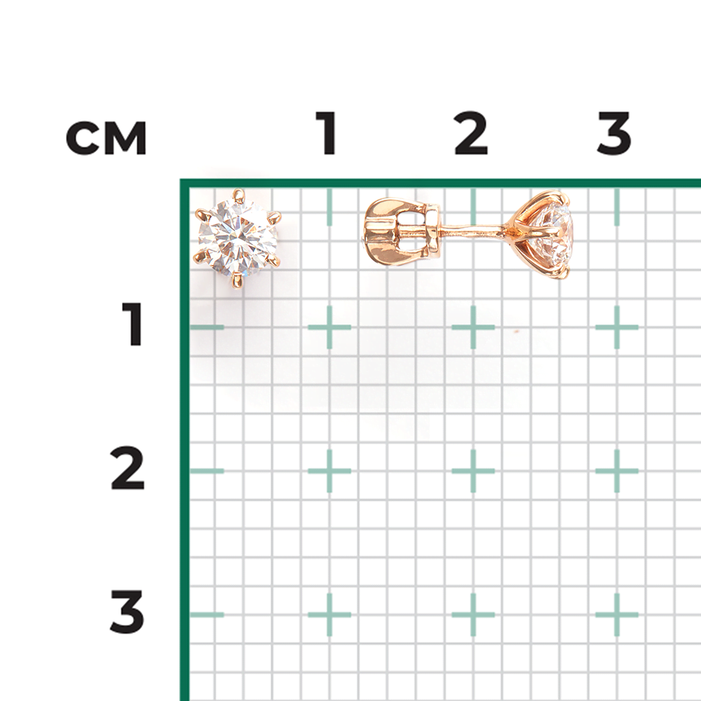 Серьги-пусеты из красного золота с бриллиантом 02-0293-00-101-1110-30