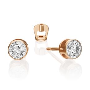 Серьги-пусеты из красного золота с бриллиантом