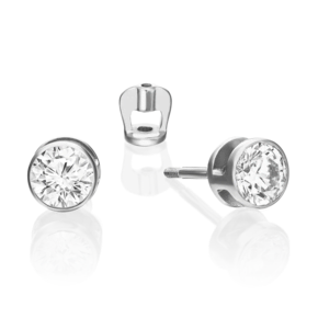 Серьги-пусеты из белого золота с бриллиантом