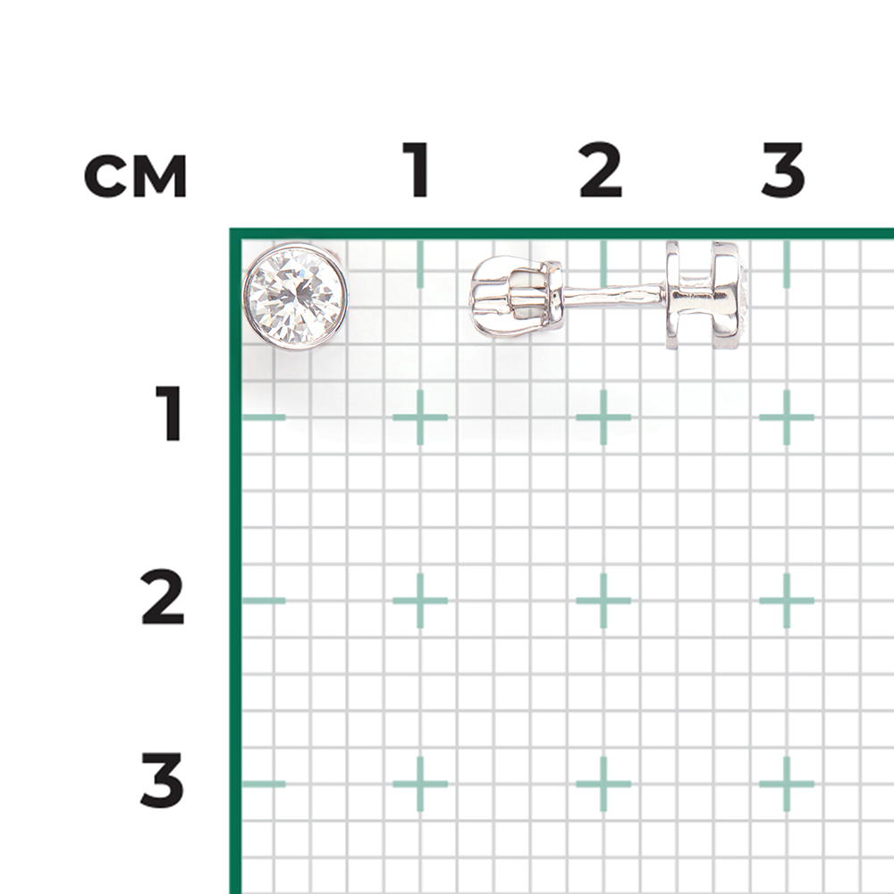 Серьги-пусеты из белого золота с бриллиантом 02-0296-00-101-1120-30
