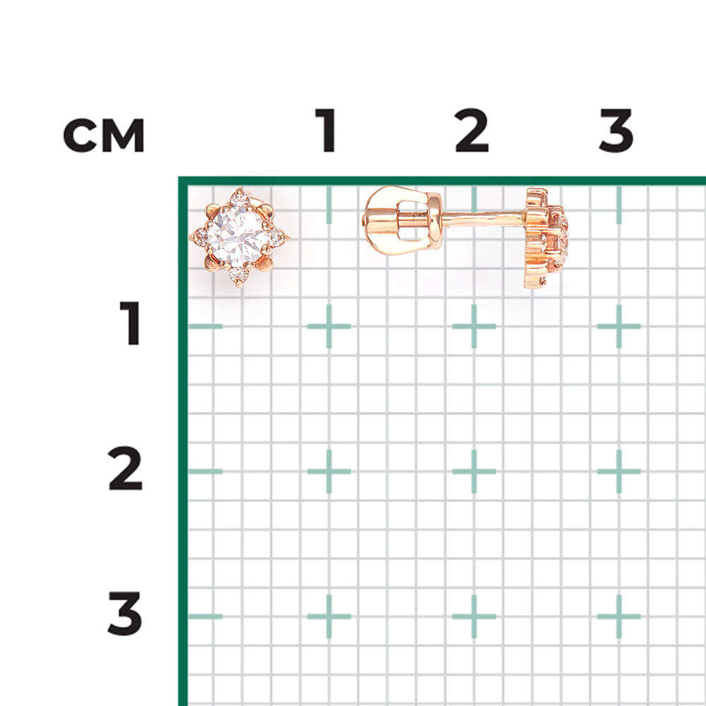 Серьги-пусеты из красного золота с бриллиантами 02-0297-00-101-1110-30