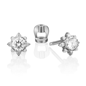 Серьги-пусеты из белого золота с бриллиантами