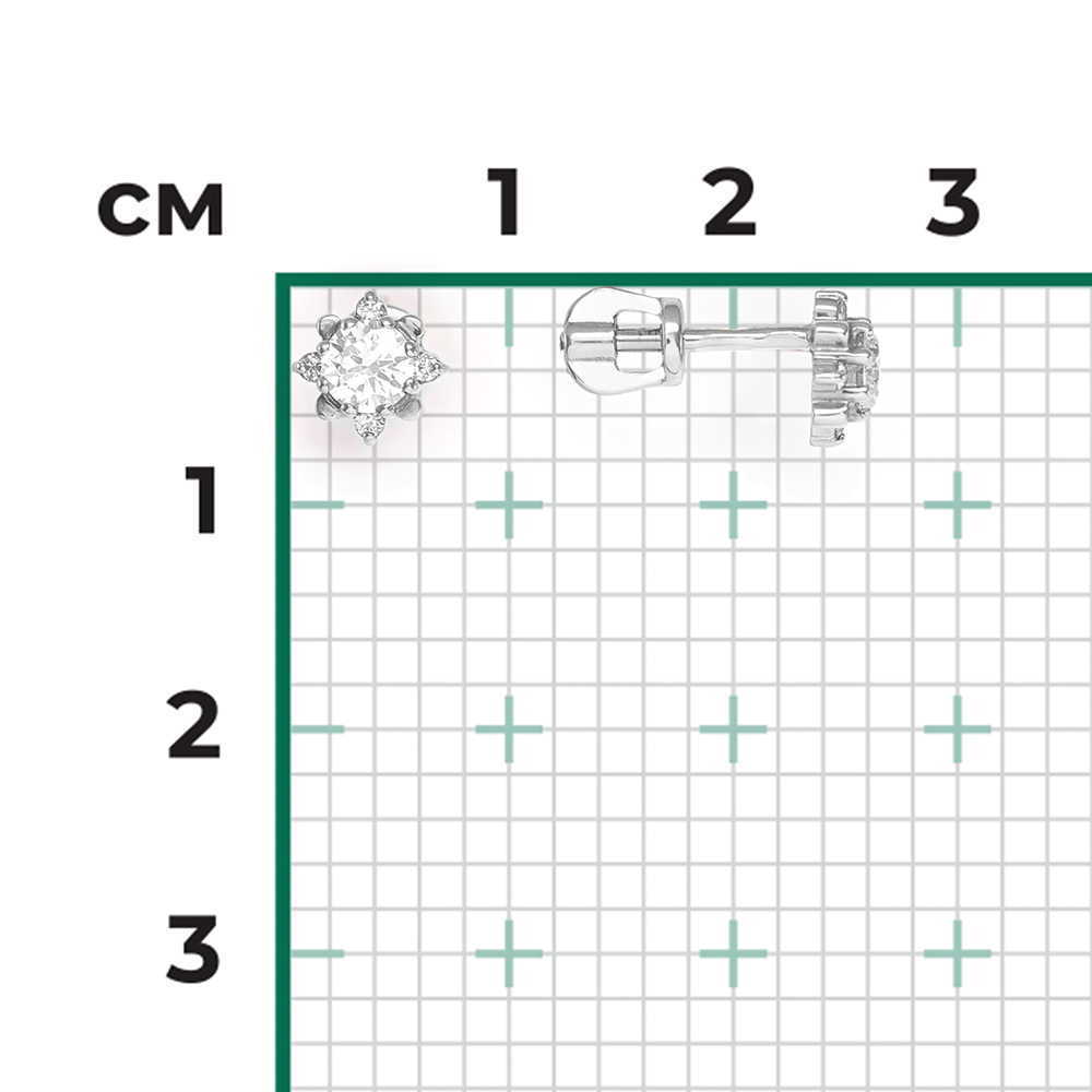 Серьги-пусеты из белого золота с бриллиантами 02-0298-00-101-1120-30