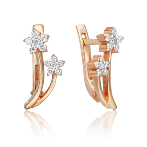 Серьги с английским замком из красного золота с бриллиантами 02-0305-00-101-1110-30