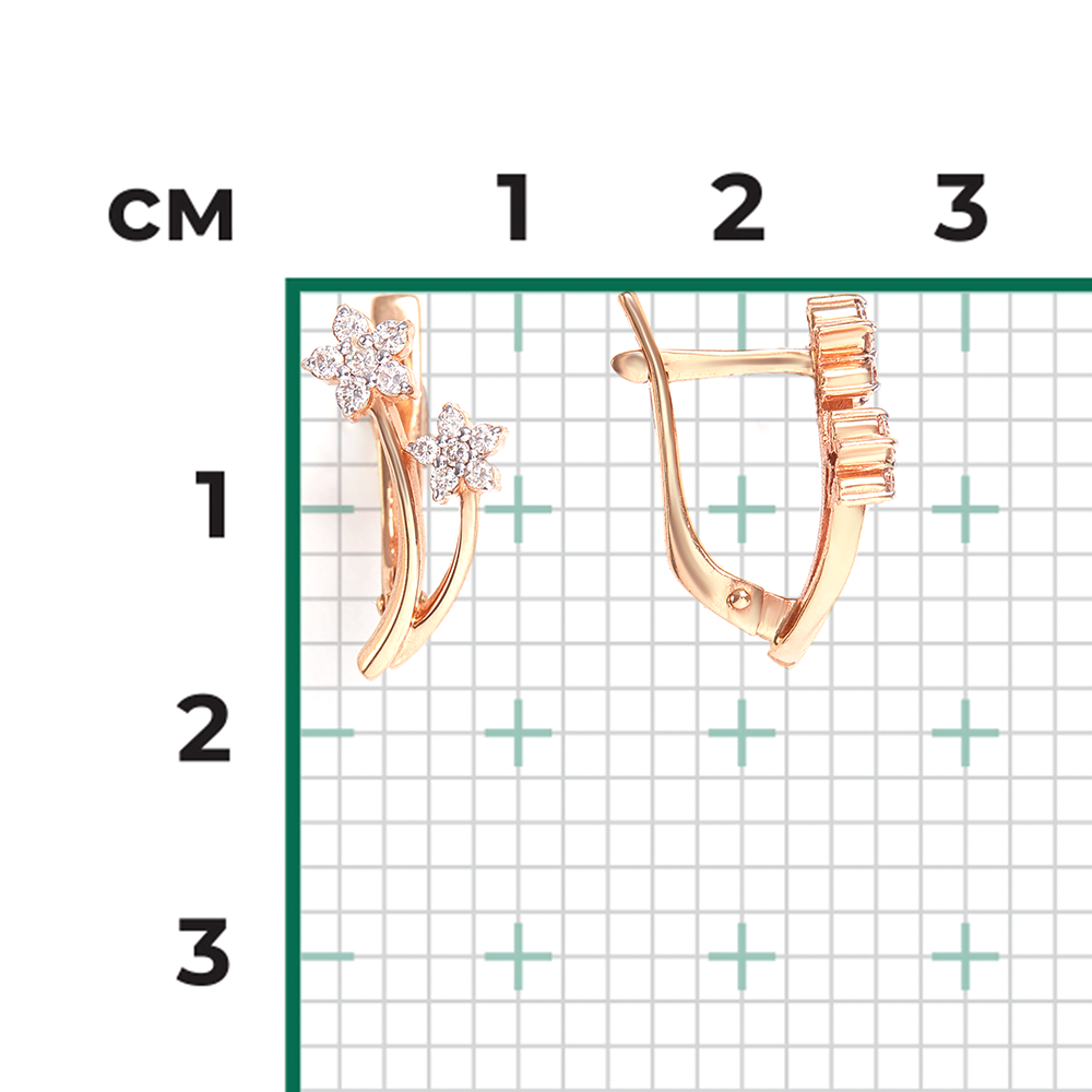 Серьги с английским замком из красного золота с бриллиантами 02-0305-00-101-1110-30
