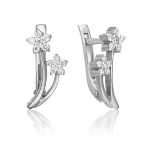 Серьги с английским замком из белого золота с бриллиантами 02-0306-00-101-1120-30