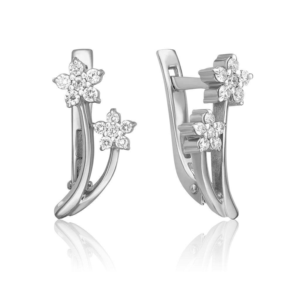 Серьги с английским замком из белого золота с бриллиантами 02-0306-00-101-1120-30