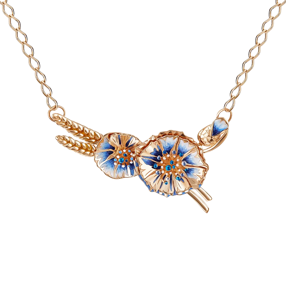 Колье «Васильки» из красного золота с эмалью 07-0191-00-000-1110-59