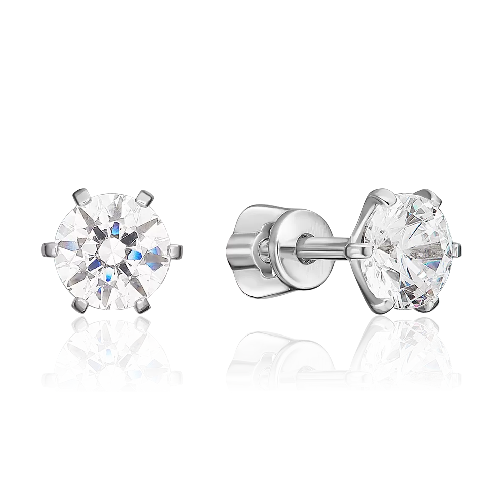 Серьги-пусеты из серебра с фианитом 02-0289-00-401-0200