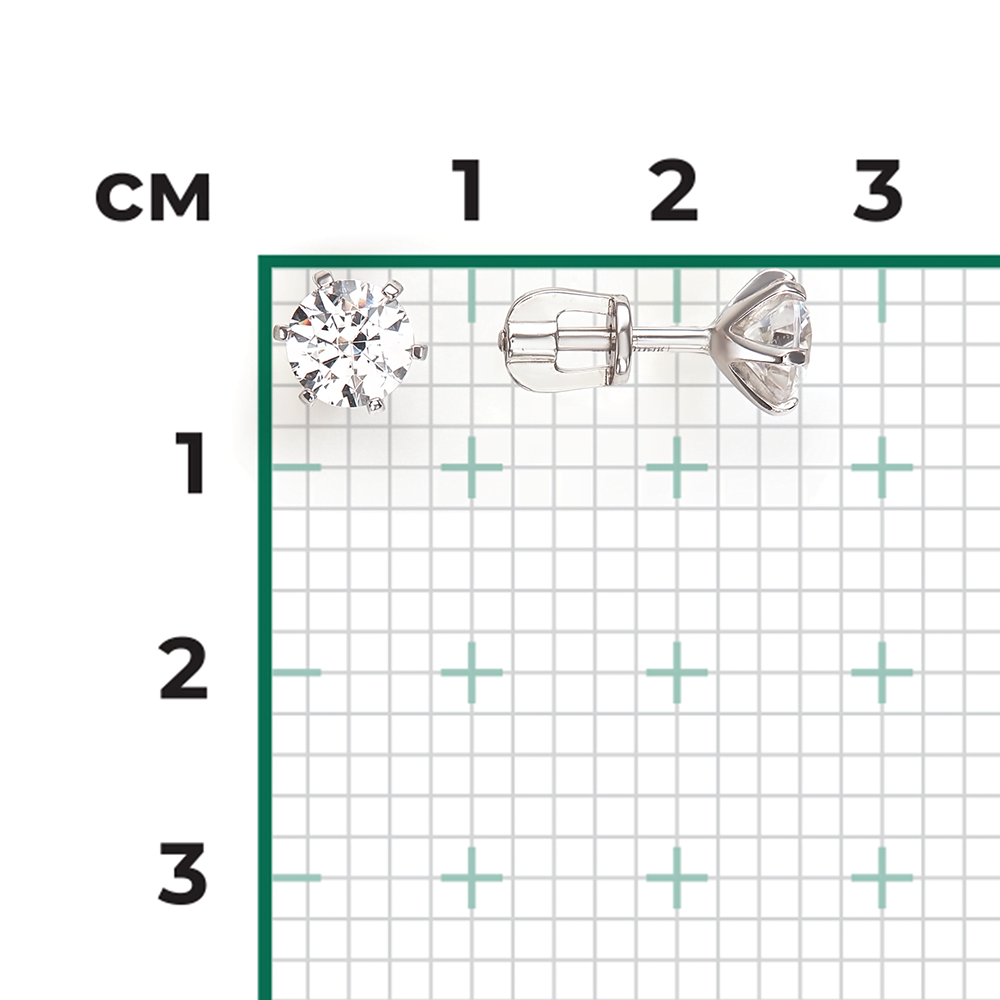 Серьги-пусеты из серебра с фианитом 02-0289-00-401-0200