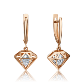 Серьги «Бриллианты» с английским замком из красного золота с фианитом 02-4511-00-501-1110-38