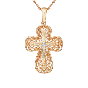 Православный крест из комбинированного золота 03-2316-00-000-1111-02