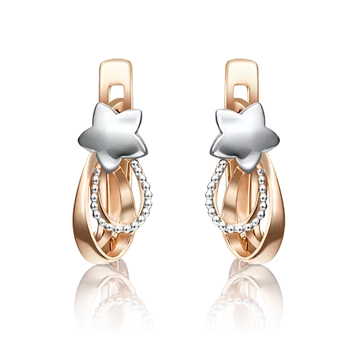 Детские серьги «Звёзды» с английским замком из красного золота 02-4120-00-000-1110-02