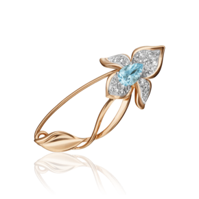 Брошь-булавка «Орхидея» из красного золота с топазом и натуральными топазами white 04-0243-00-201-1110-57