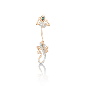 Пирсинг в пупок «Ящерица» из красного золота с фианитами 06-3321-00-404-1110-32