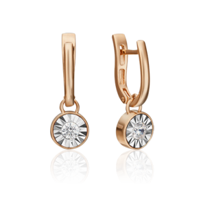 Серьги с английским замком из комбинированного золота с фианитом 02-4531-00-501-1111-38