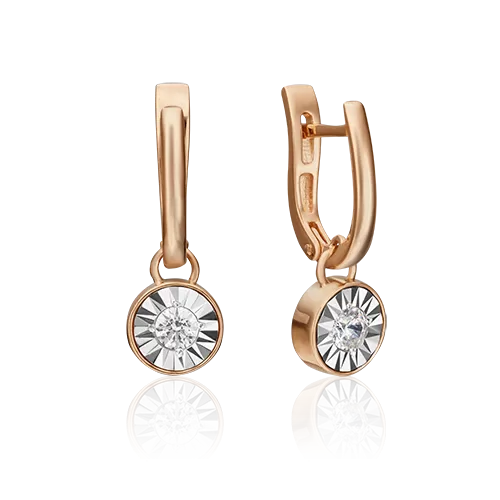 Серьги с английским замком из комбинированного золота с фианитом 02-4531-00-501-1111-38