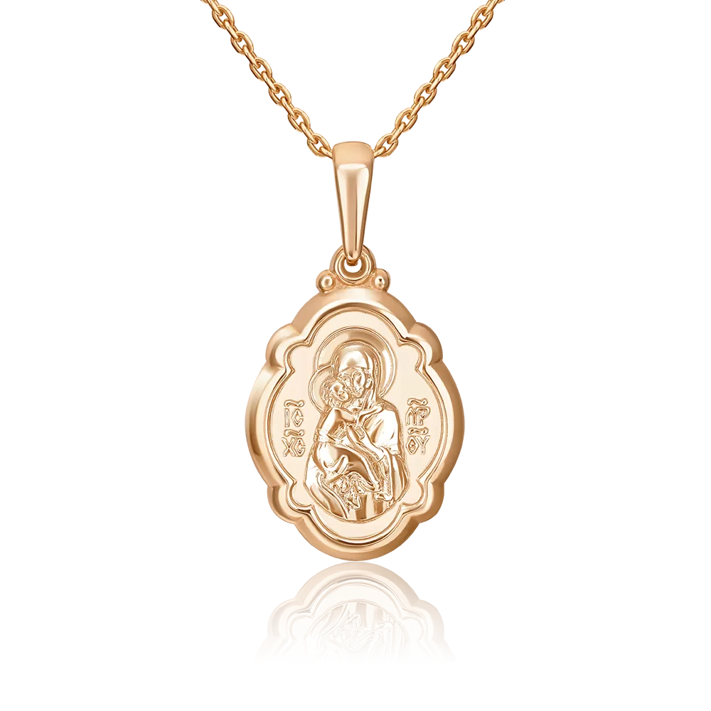 Иконка «Божия Матерь Владимирская» из красного золота 03-2266-00-000-1110