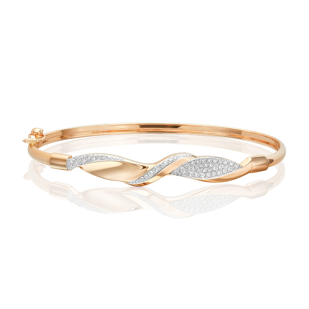 Браслет жесткий из красного золота с фианитами 05-0516-00-401-1110-24