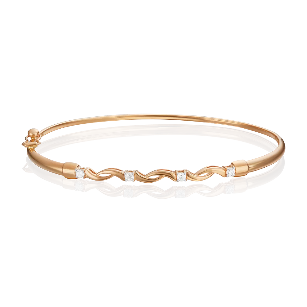 Браслет жесткий из красного золота с фианитами 05-0519-00-401-1110-03