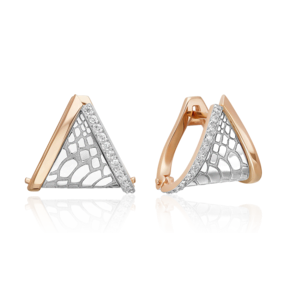 Серьги с принтом «Питон» из комбинированного золота с фианитами 02-5192-00-401-1111