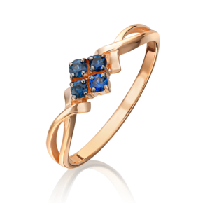 Кольцо из красного золота с сапфирами