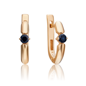 Серьги с английским замком из красного золота с сапфиром